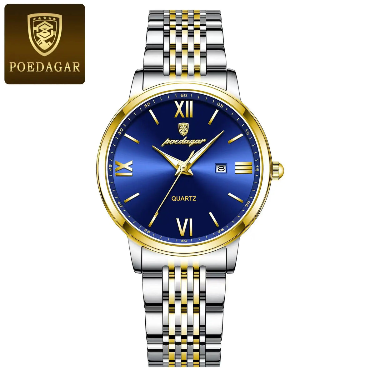 Reloj de pulsera para mujer POEDAGAR original de alta calidad, resistente al agua, luminoso, con fecha, de acero inoxidable, de cuarzo