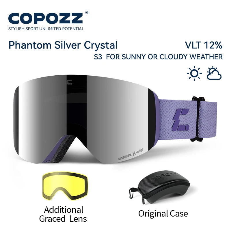 COPOZZ gafas de esquí magnéticas de invierno para adultos al aire libre protección UV400 alta definición antiniebla desmontable mujeres hombres gafas de Snowboard