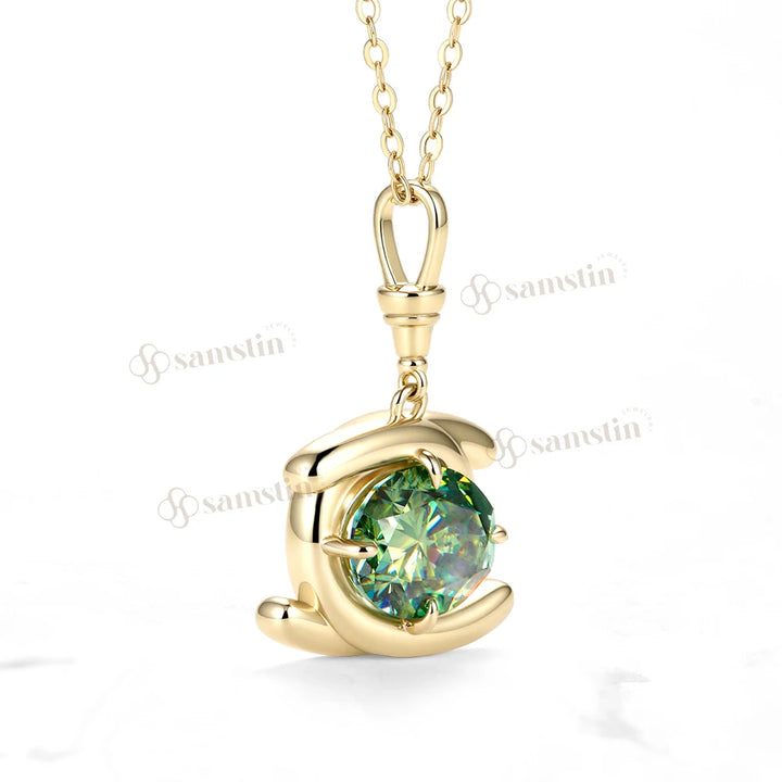 Collar Samstin con Moissanita Ovalada Cian de 5CT para Mujer, Collar de Oro Amarillo Sólido de 14K 10K 585 para Regalo de Navidad, Cadena Personalizada