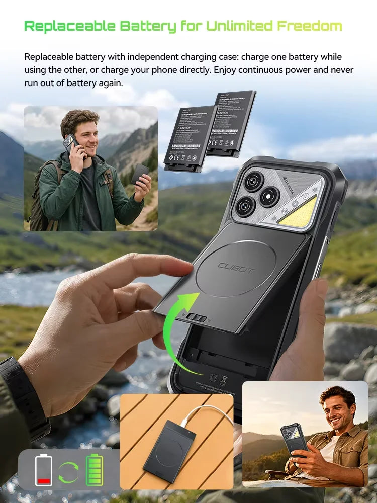 [Shipping From France] Cubot KingKong Dura Rugged Smartphone, 5000mAh Removable Battery * 2, Android 16, 20 (8+12)GB RAM+ 128GB ROM/32(12+20)GB RAM +256GB ROM, 6.88-Inch 120Hz Screen, NFC, Face ID +Fingerprint Unlock