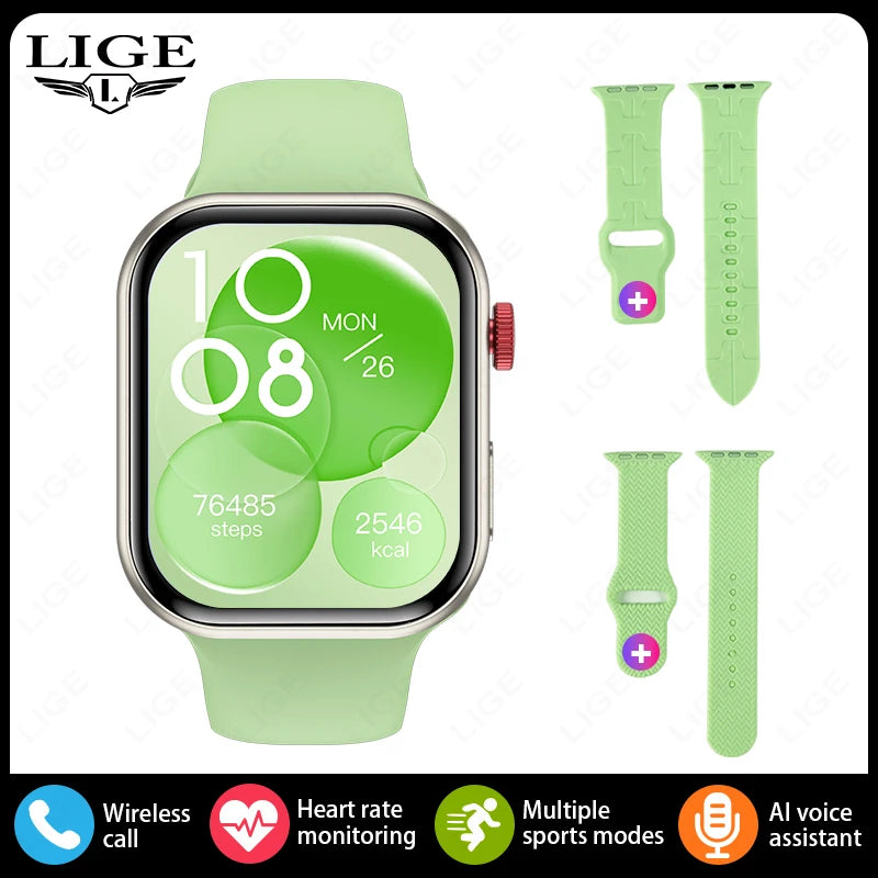 LIGE New Smart Watch Men Wireless Charging Sports Fitness Tracker Health ECG Monitor BT Call Smart Watches Women For Android iOS