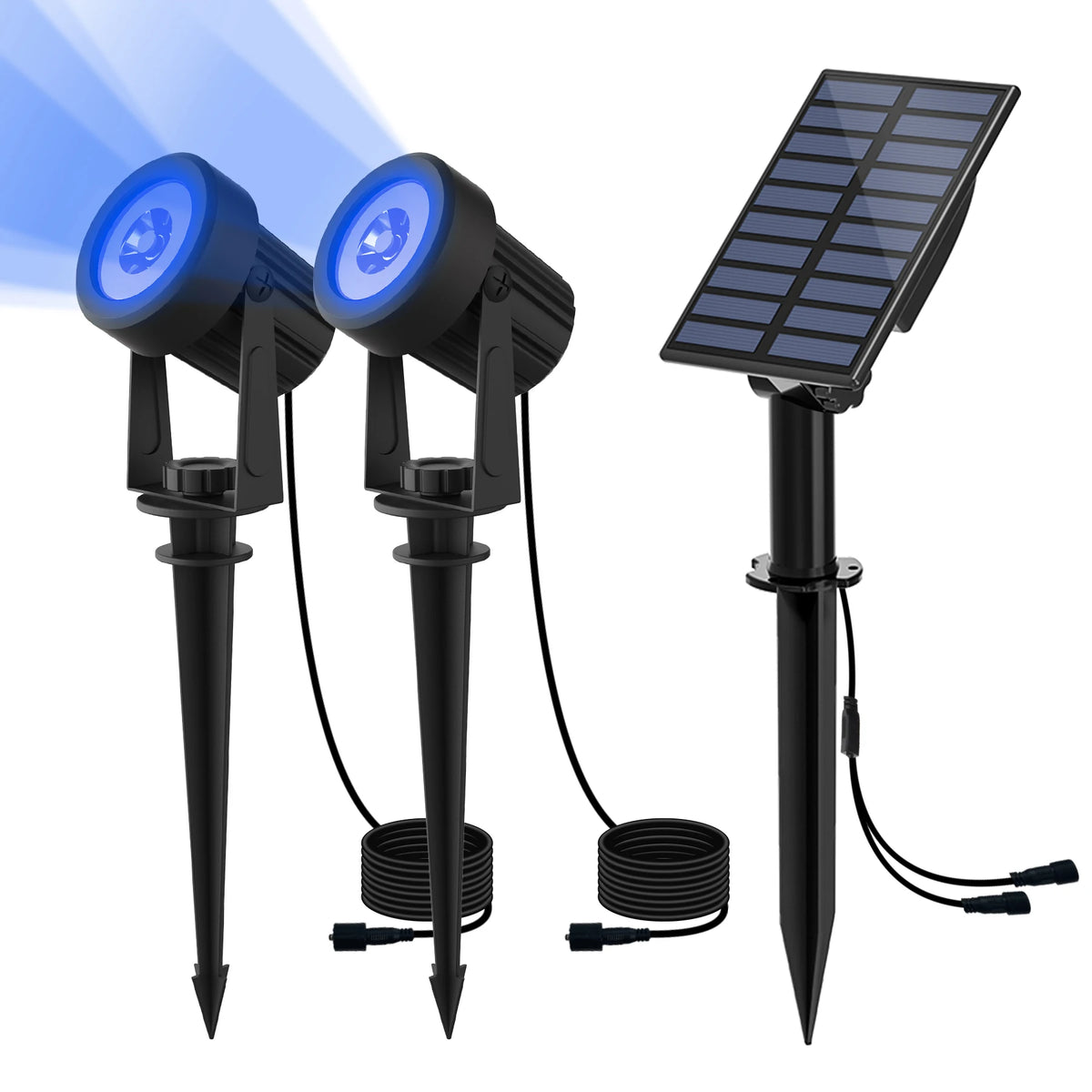 Luz LED Solar para exteriores IP65, luz azul impermeable, luz de energía Solar, luz de césped para decoración de jardín, colector Solar para exteriores