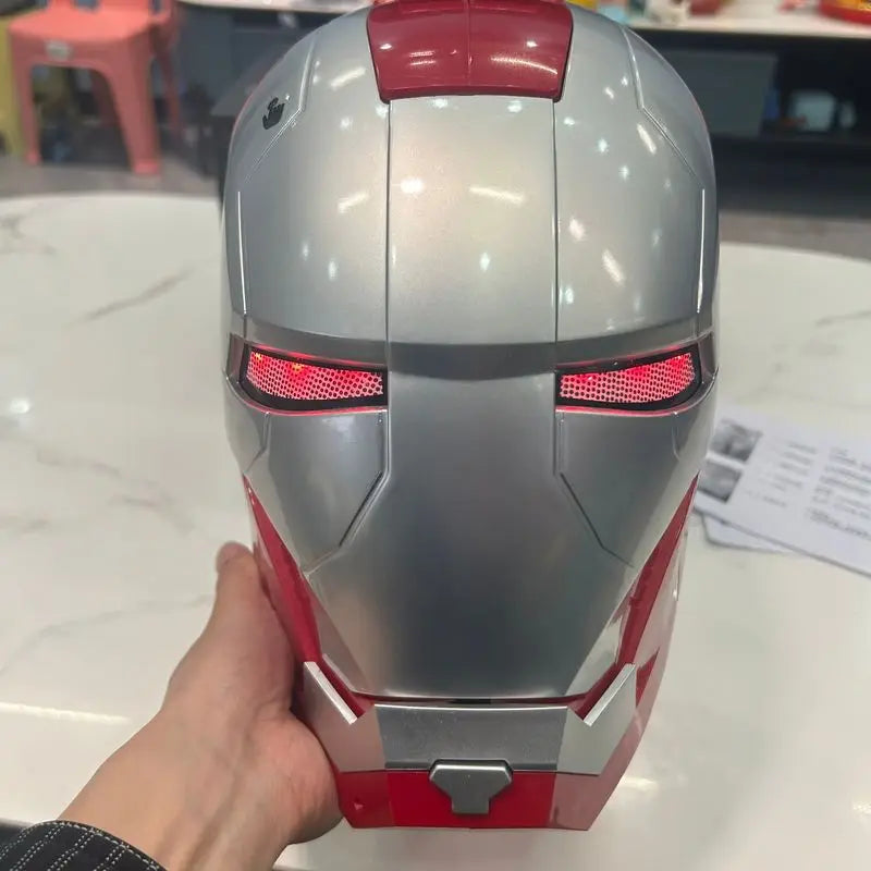 Máscara de Iron Man 1:1, casco de dibujos animados, eléctrico, portátil, apertura y cierre automático, modelo de juguete de tendencia para adultos, regalo de cumpleaños