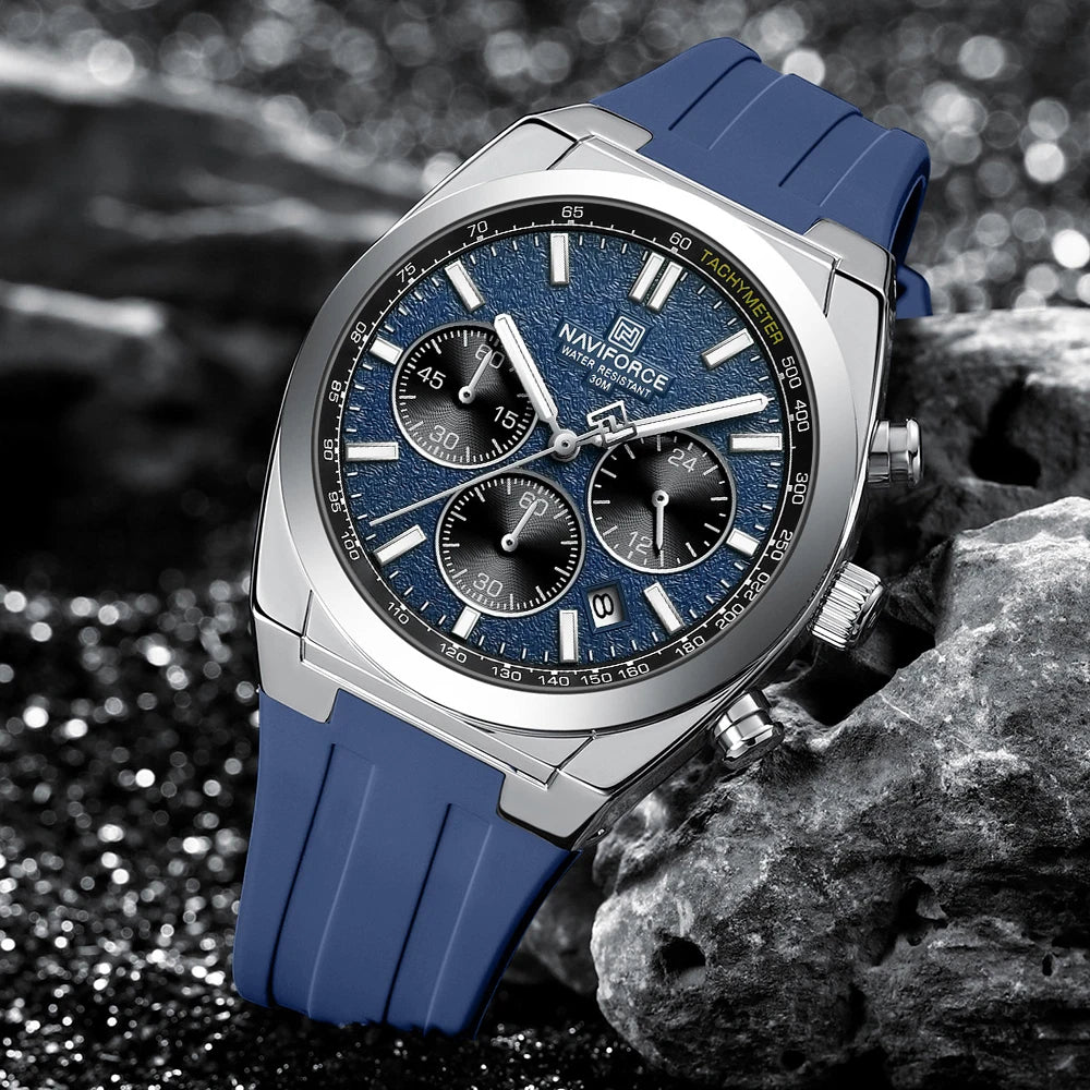 Reloj deportivo para hombre NAVIFORCE, cronógrafo con correa de silicona resistente al agua, reloj de pulsera de cuarzo luminoso de marca de lujo