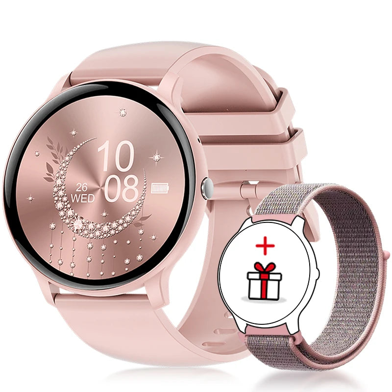 Nuevo reloj inteligente con llamadas Bluetooth para mujer, monitor de frecuencia cardíaca y presión arterial, resistente al agua, para Android e iOS