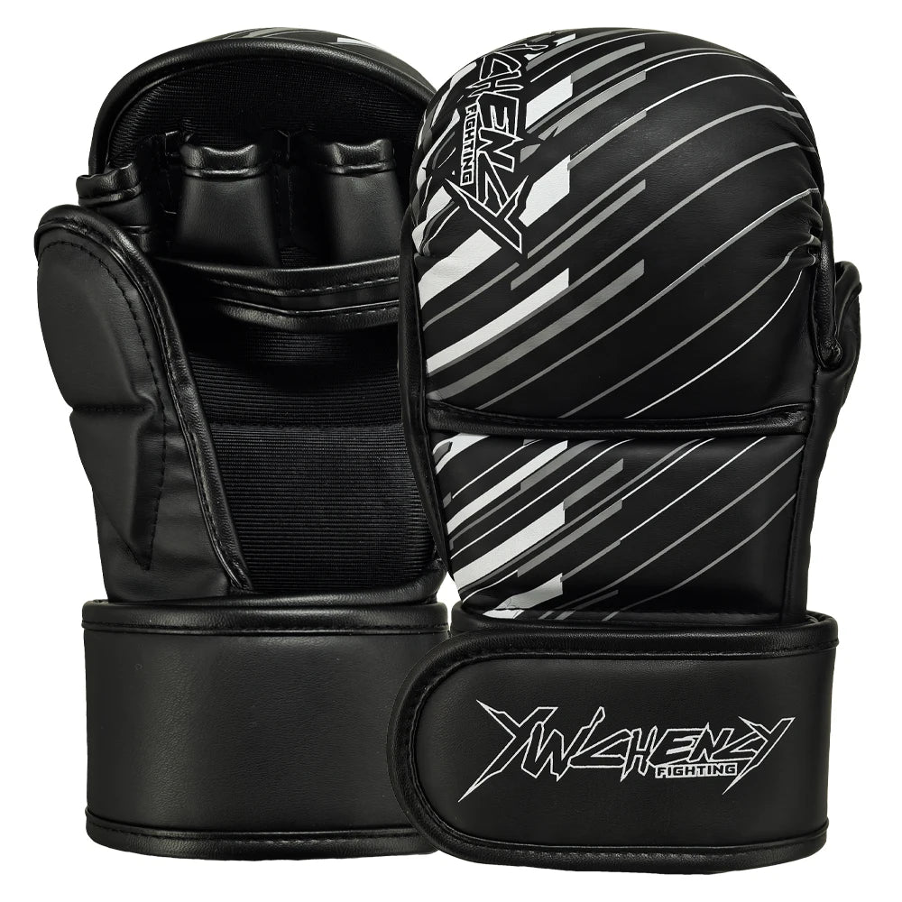 Guantes de entrenamiento de boxeo MMA para adultos profesionales, cojín de cuero de medio dedo, nudillos Sanda para saco de arena