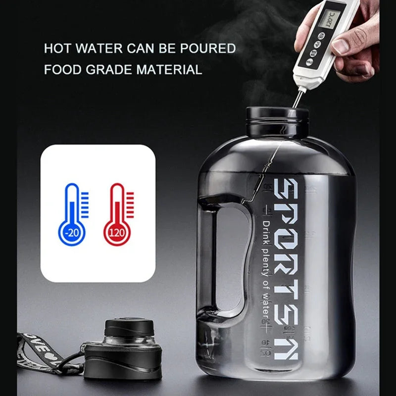 Botella de agua de gran capacidad de 2 litros, hervidor de agua deportivo para gimnasio, para acampar, viajar, botellas para beber sin BPA