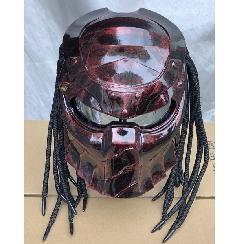 Casco de Motocicleta Integral Racing Predator Warrior, Certificado, Retro, Genial, Cobertura Total, para Carreras, Cosplay, Casco Ghost Braid, DOT