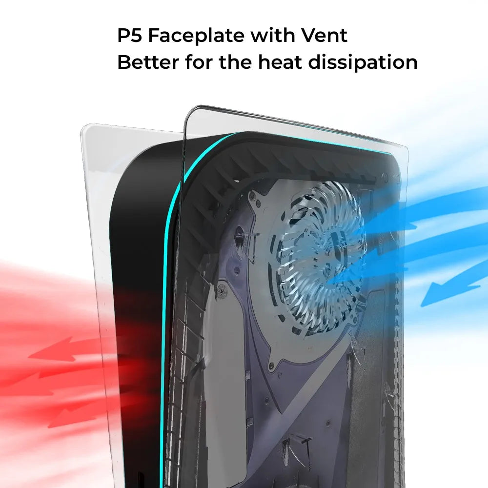 Disc Edition Replacement Faceplate with Cooling Vents Cover for PS5 Console Protective Shell Panel for Playstion 5 Disc Version