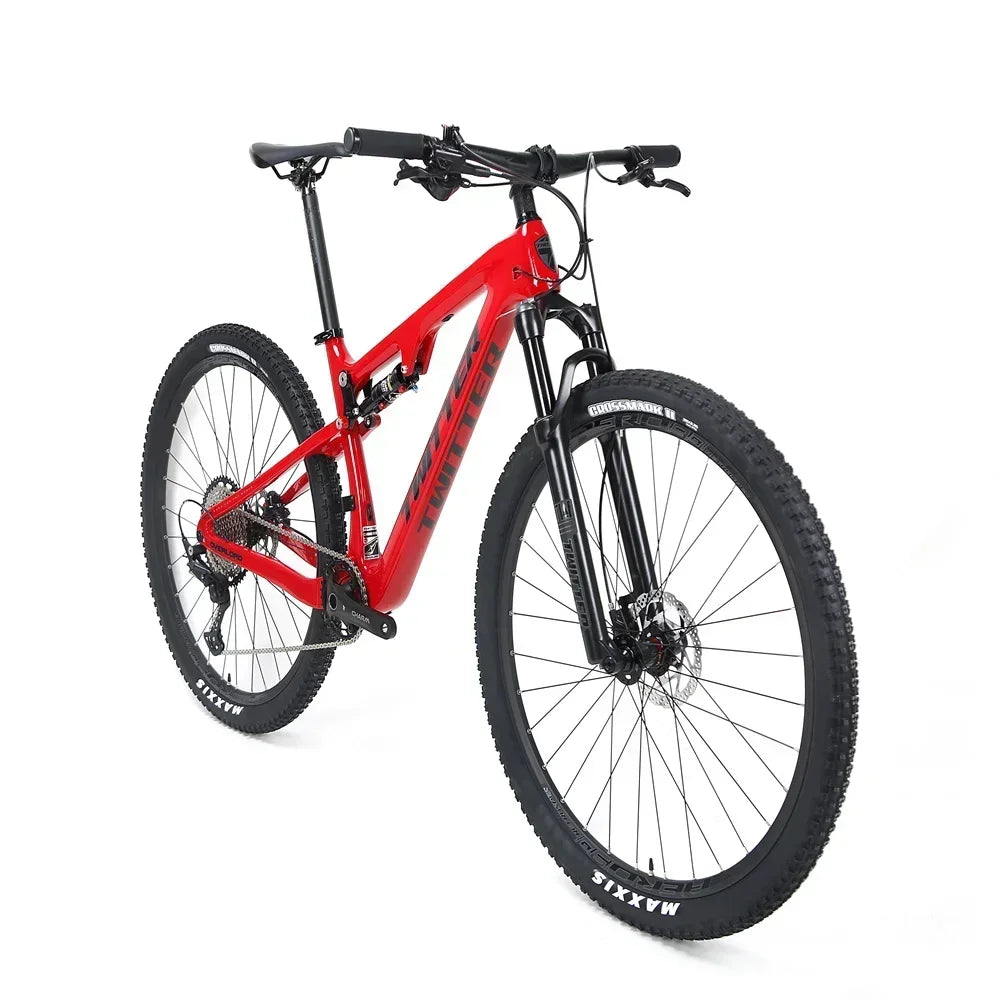 Bicicleta de montaña de fibra de carbono TWITTER OVERLORD, suspensión completa clase AM, frenos de disco hidráulicos M6100 de 12 velocidades, 27.5/29 pulgadas * 15/17/19/21 pulgadas