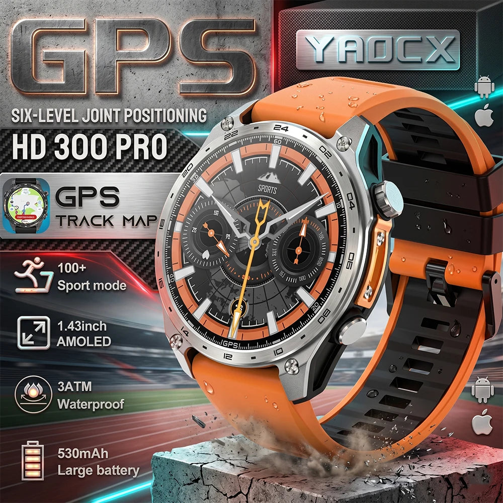 Nuevo reloj inteligente para hombre 2026 con mapas GPS integrados, más de 100 modos deportivos, resistencia al agua 3ATM, llamadas Bluetooth, reproducción MP3/MP4, altitud y brújula