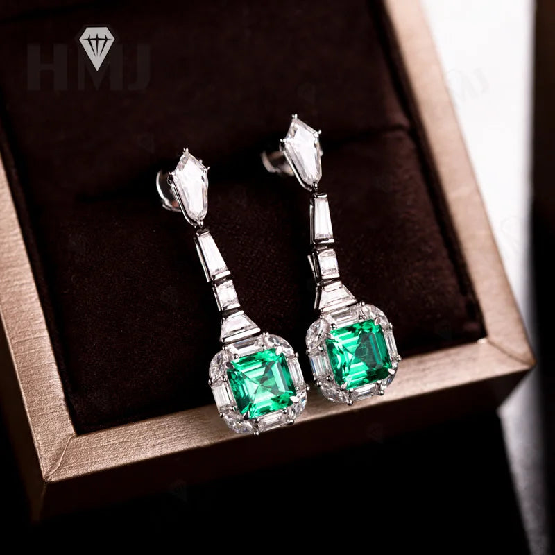 Pendientes Personalizados con Esmeralda/Rubí/Zafiro de Laboratorio Cultivado en Colombia, Joyería Fina de 10K/14K/18K, Regalos para Ella en Aniversario o Día de la Madre