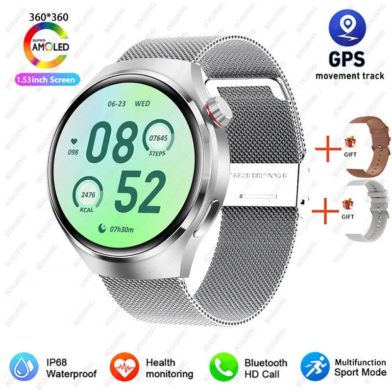 Reloj inteligente 2026 New Watch 4 Pro GPS para hombre, pantalla AMOLED 360*360, frecuencia cardíaca, llamada Bluetooth, resistente al agua IP68, smartwatch deportivo para hombre
