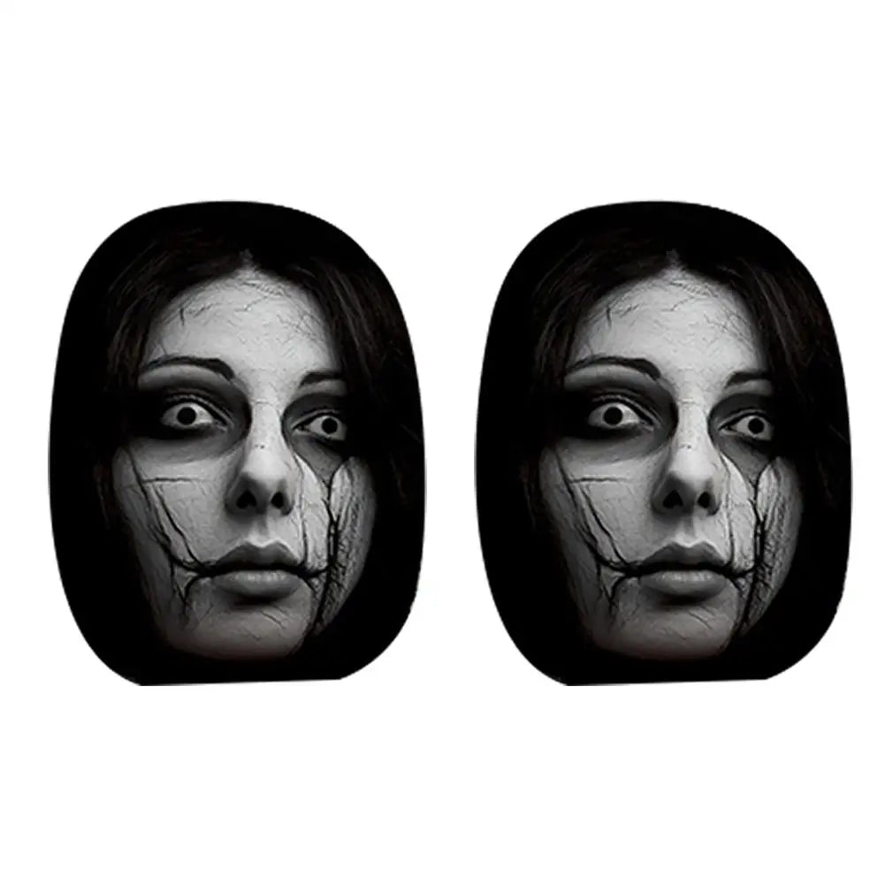 Fundas Elásticas Universales para Reposacabezas con Estampado de Retratos Misteriosos, 2/4 Piezas, Fundas para Reposacabezas de Coche con Caras Espeluznantes, Accesorios para Coche Estilo Halloween