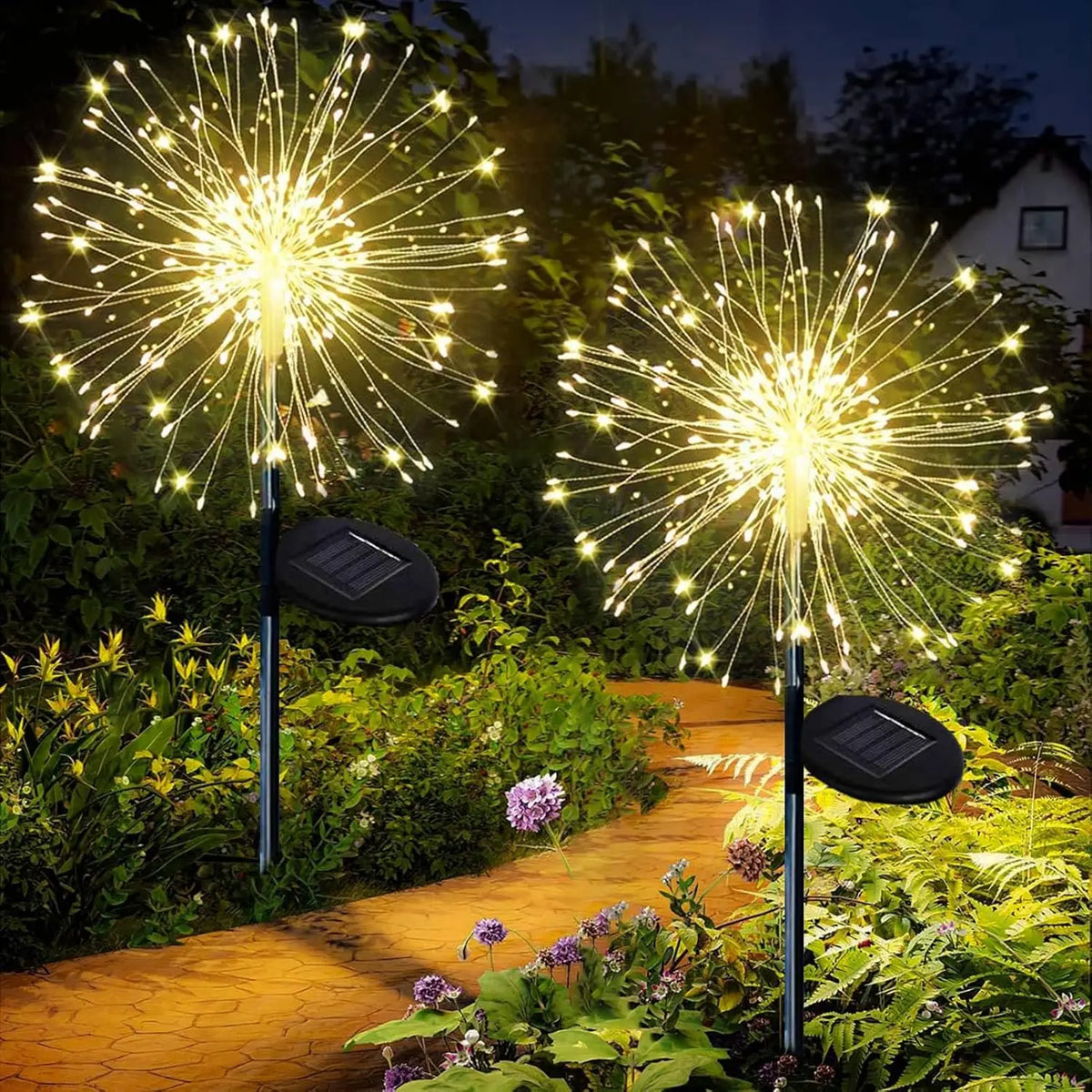 Solar LED Fairy Lights DIY Outdoor Garden Decorative Firework Lights for Patio Pathway Street Lawn Lamp