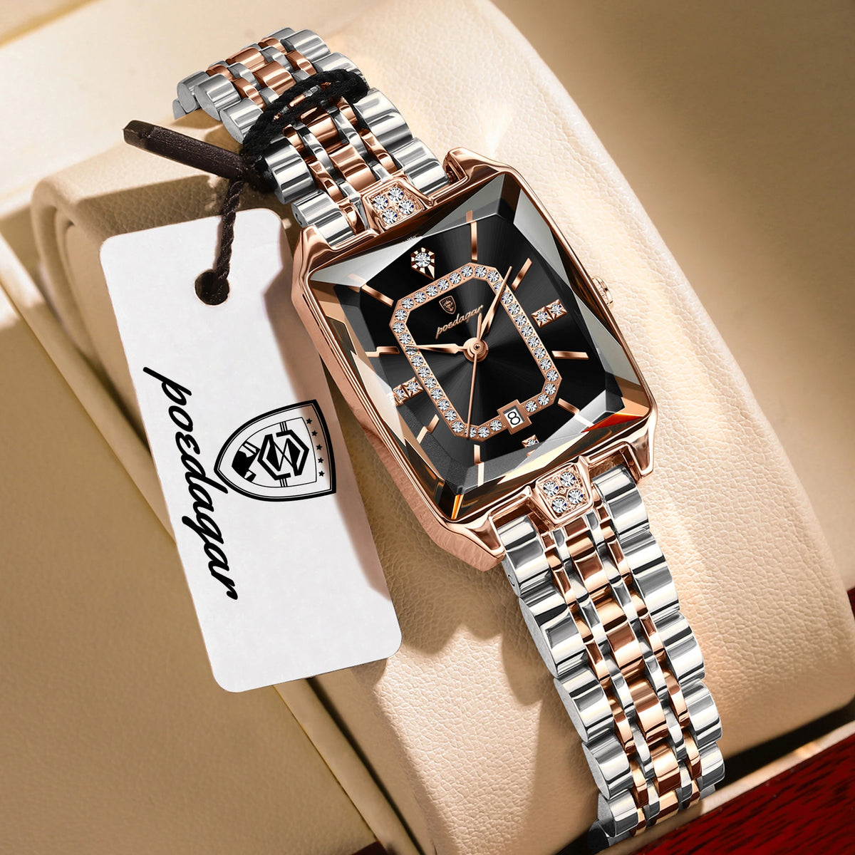 Reloj de pulsera para mujer marca POEDAGAR, resistente al agua, de acero inoxidable, con fecha, elegante, informal, de cuarzo.