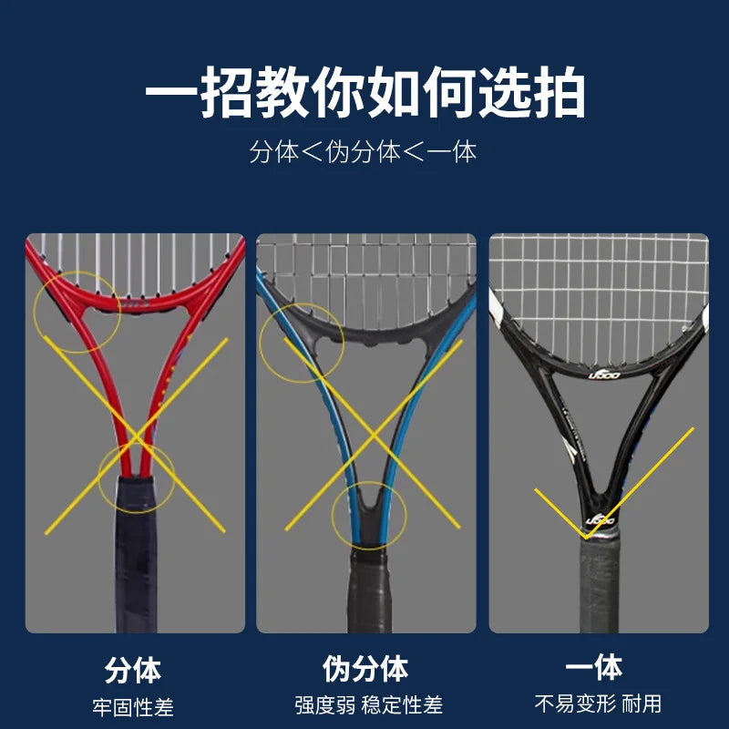 Raqueta de Tenis Ultraligera Individual y Doble, Raqueta Profesional Resistente Ledu, Raqueta Integrada de Fibra de Carbono