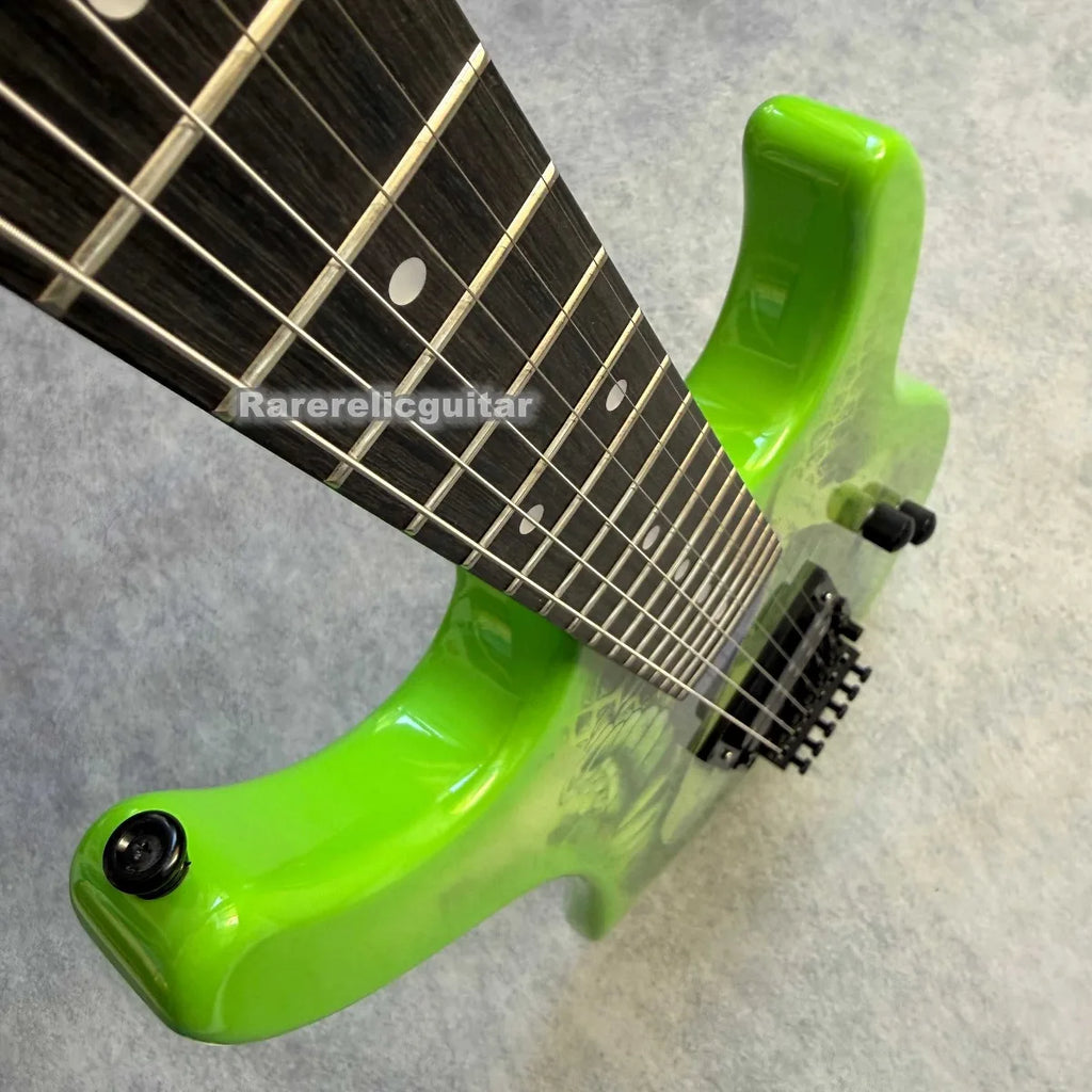Guitarra Eléctrica Personalizada de 6 Cuerdas Green Snake, Trémolo Floyd Rose, Herrajes Negros