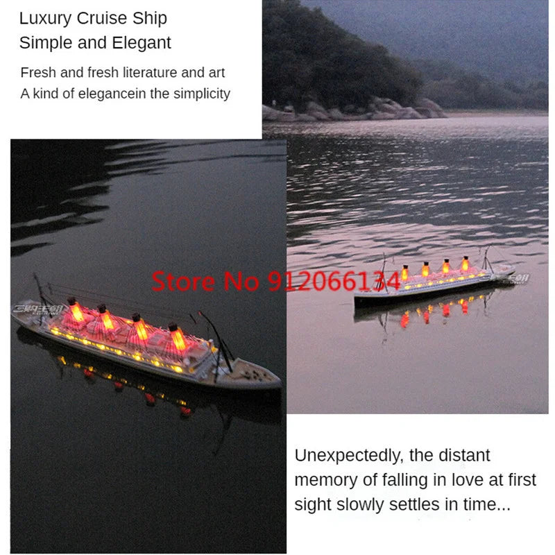 Barco de juguete RC de gran simulación de 81 cm, crucero Sea Grand a escala 1:325, luces LED intermitentes, barco impermeable, juguete acuático profesional, regalo