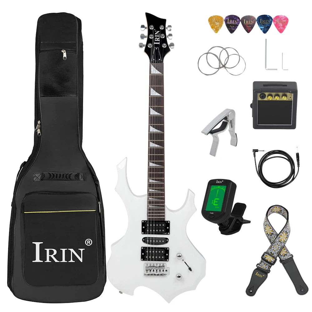IRIN-Guitarra eléctrica de 6 cuerdas, 24 trastes, cuerpo de arce, juego de Guitarra eléctrica con bolsa, sintonizador de amplificador, púas de correa, Mini accesorios para Guitarra