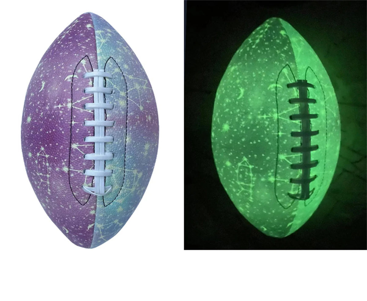 Rugby Night Glow - Cubierta texturizada antideslizante de PU cosida a máquina talla 9, competición/entrenamiento para adultos, fútbol americano iluminado