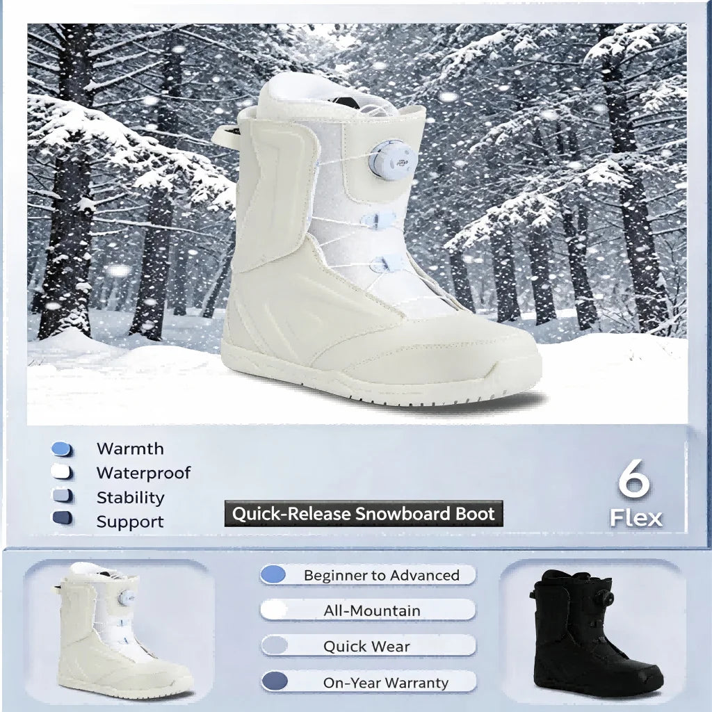 Botas de Snowboard de Invierno, Impermeables, Cálidas, FITGO Dial 36-45, para Principiantes e Intermedios, Todoterreno, Gruesas, Antideslizantes, para Nieve