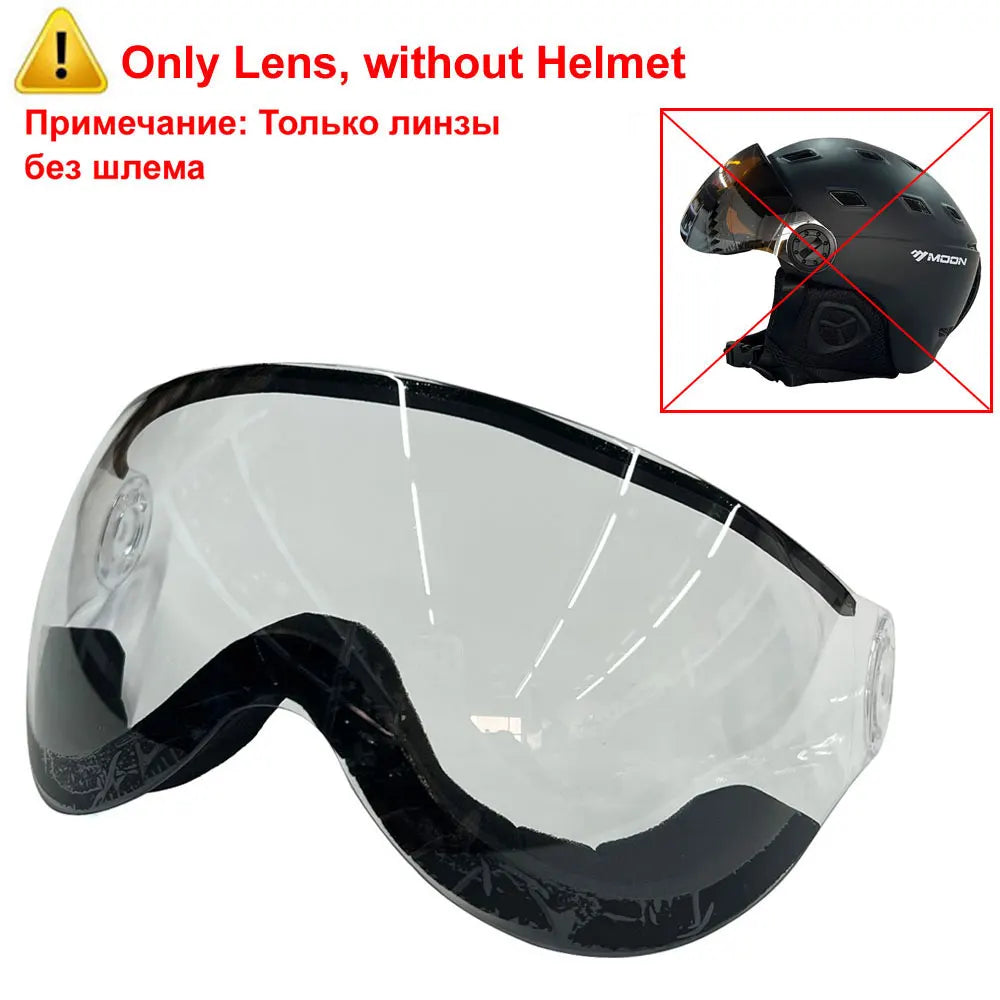 MOON-casco de esquí moldeado integralmente, gafas de PC + EPS, de alta calidad, para deportes al aire libre, esquí, Snowboard, monopatín