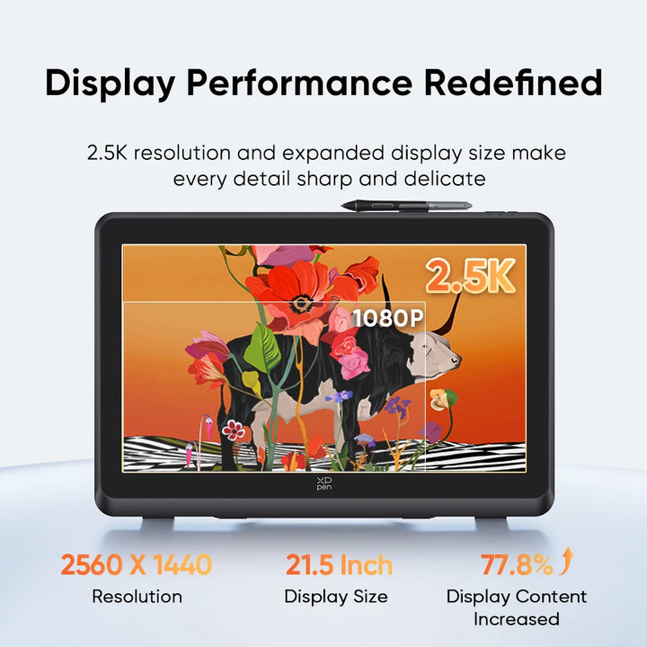 Tableta Gráfica XPPen Artist Pro 22 (Gen 2) con Monitor de Dibujo 2.5K QHD, Lápiz X3 Pro, 16K Niveles de Presión, Verificado por Calman