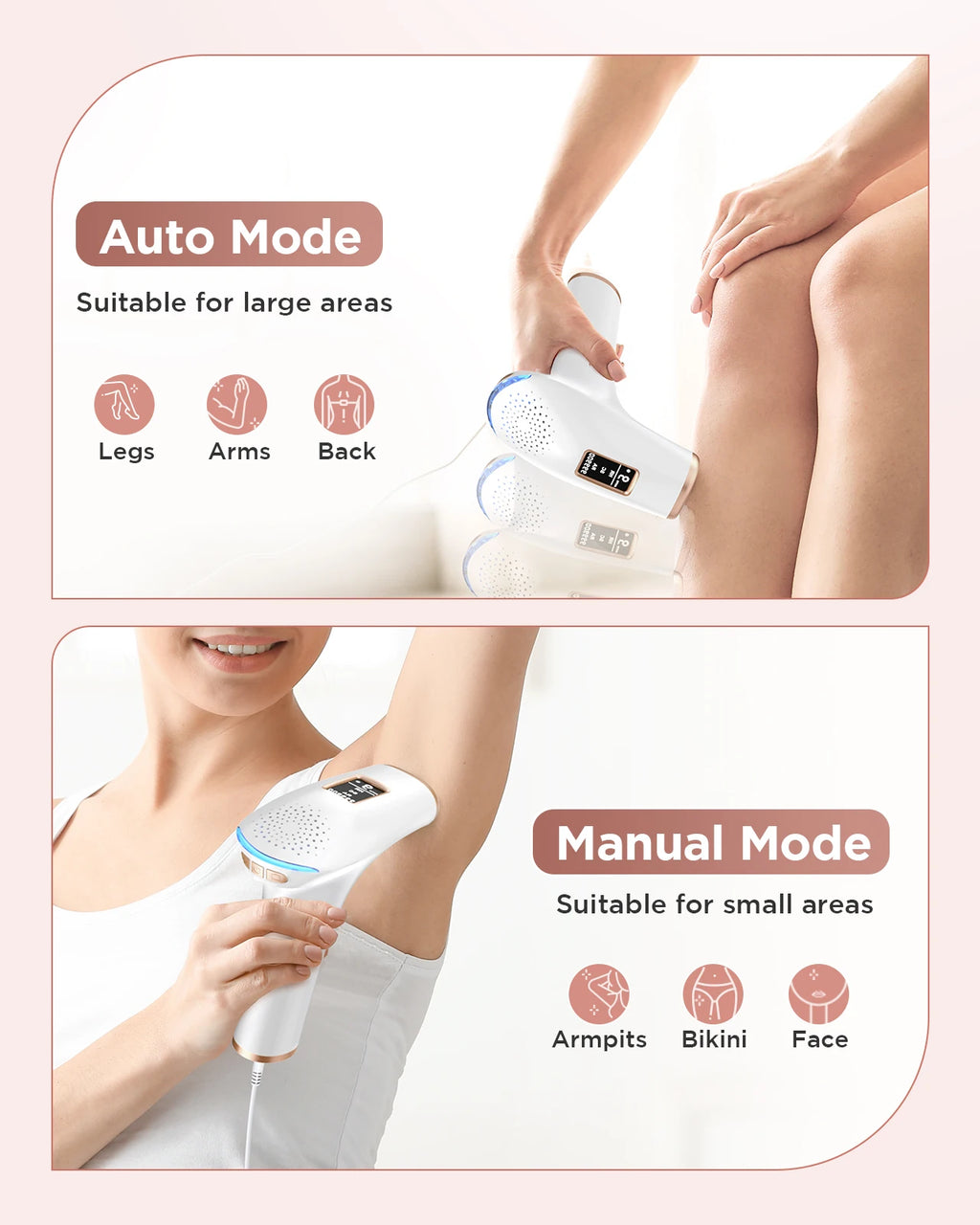 Dispositivo de Depilación IPL con 999,999 Pulsos para Mujeres y Hombres, Alternativa Segura y Prácticamente Indolora a los Dispositivos de Salón para Uso Facial, Piernas, Brazos, Bikini y Cuerpo Entero Resultados duraderos