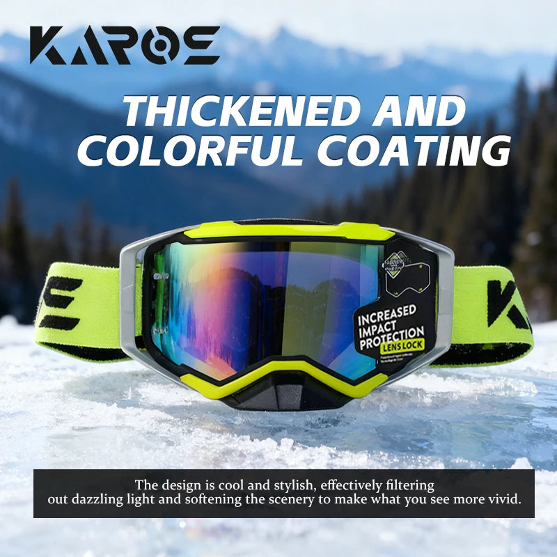 KAROS gafas deportivas lente de campo ancho almohadilla absorbente de golpes de 3 capas banda ajustable protección UV gafas de esquí para motocicleta K339