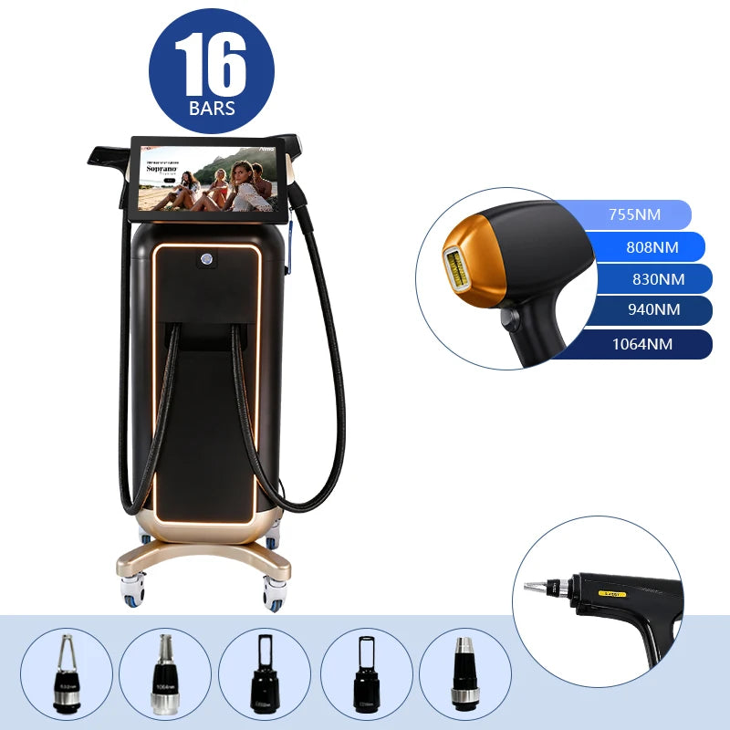 Máquina Láser Pico Nd Yag Multifuncional 2 en 1 para Depilación y Eliminación de Tatuajes, Equipo de Belleza de 1600W 1000W de Potencia
