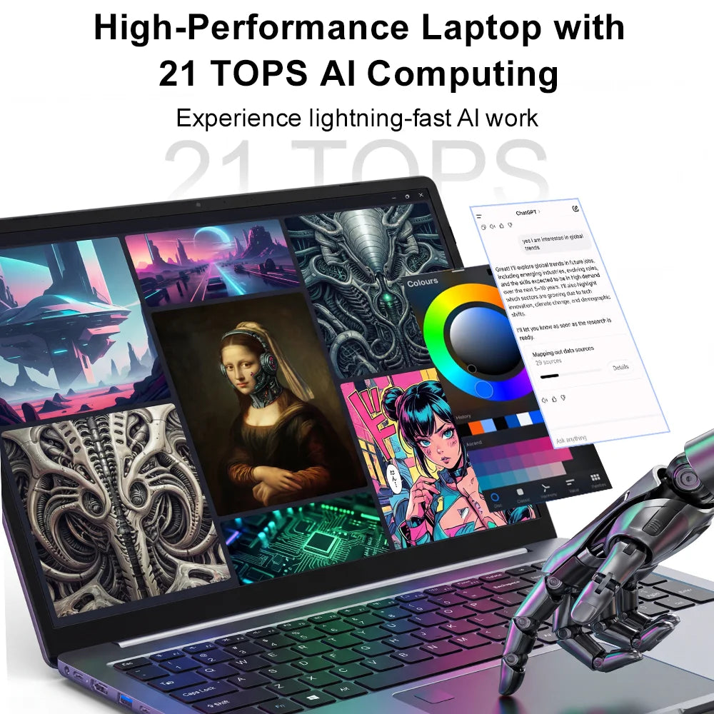 Ninkear N16 Pro AI Laptop Intel Core Ultra 5 115U, 16-inch 2.5K 120Hz IPS Display, 16GB LPDDR5 + 1TB SSD, WiFi 6, 79.8Wh Battery, Fingerprint Unlock, Backlit Keyboard, Windows 11