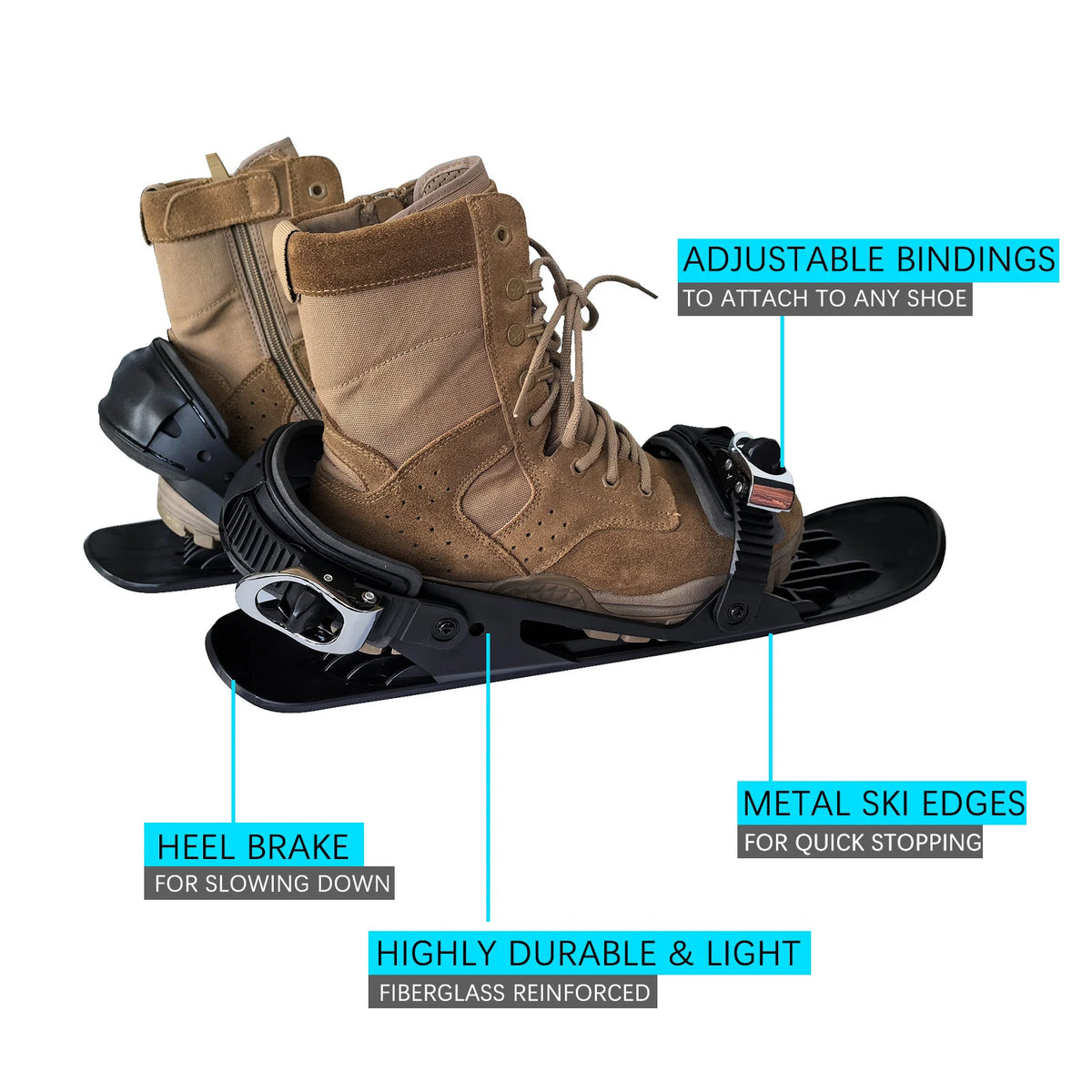 Mini patines de esquí para adultos, fijaciones ajustables cortas para nieve, zapatos de esquí portátiles, palas de nieve para deportes de invierno