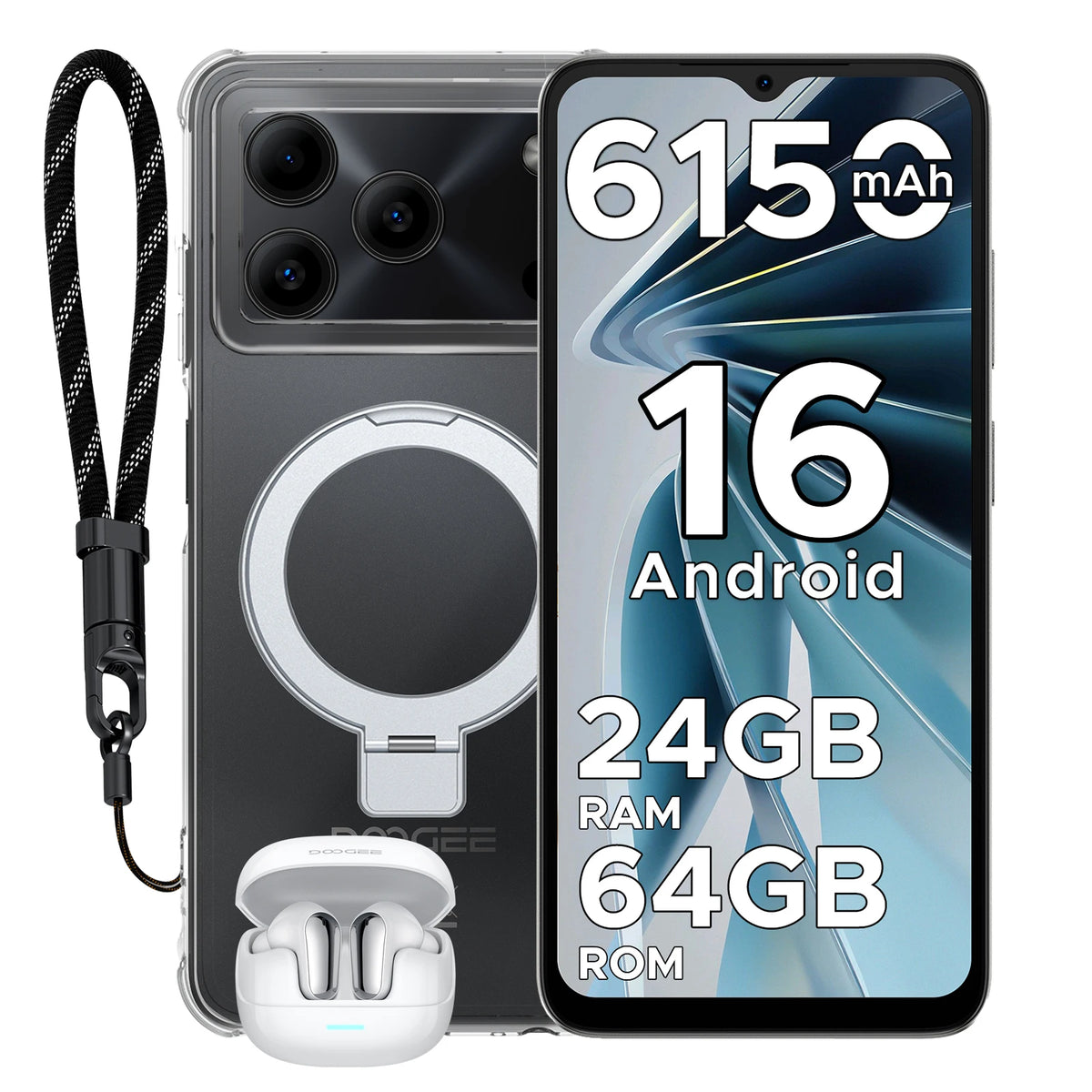 DOOGEE Note 56 VIP Edition Smartphone con el último Android 16, pantalla de 6.56", batería de 6150mAh, 24GB de RAM (3+21) y 64GB de ROM, teléfono móvil.