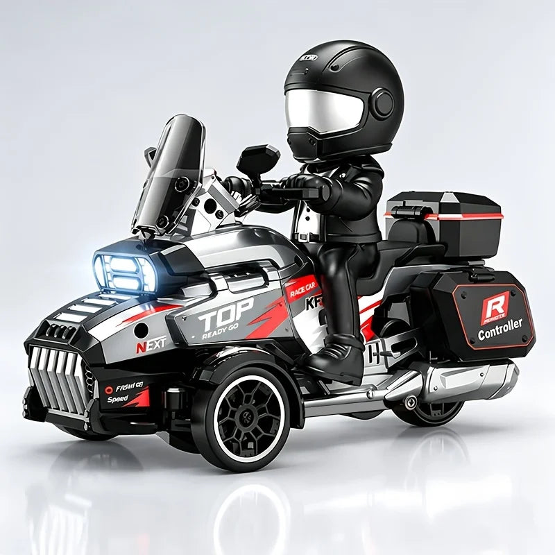 1:43 3WD Mini RC Drift Trike Motorcycle 2.4GHz Remote Control Motocross Toy 3 Drift Modes LED Lights Birthday Xmas Gift For Kids