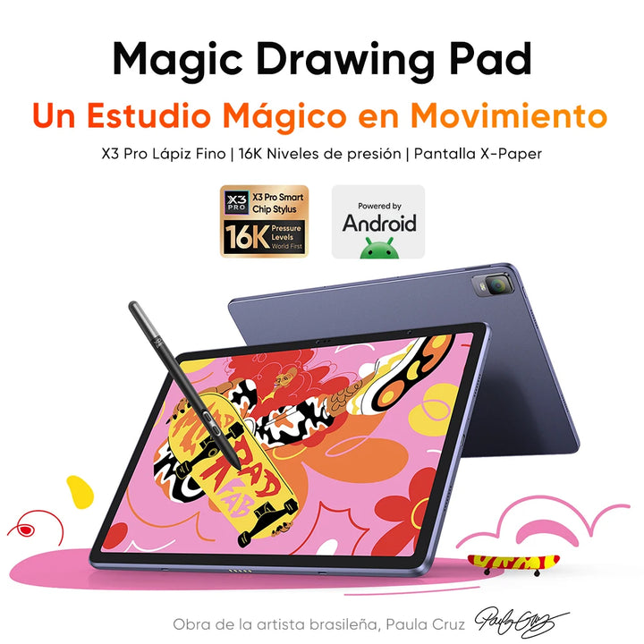 Tableta de dibujo XPPen Magic Drawing Pad de 12,2 pulgadas, Android, 8 GB/256 GB, 8000 mAh, con lápiz óptico X3 Pro Slim, 60 grados de inclinación, tableta de dibujo Android 15