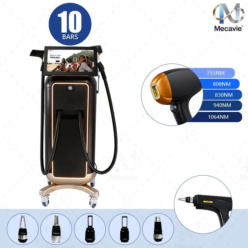 Máquina Vertical 2 en 1 de Depilación Láser de Diodo y Eliminación de Tatuajes con Picosegundos, Peeling de Carbono, Eliminación de Pigmentos de Cejas y Manchas