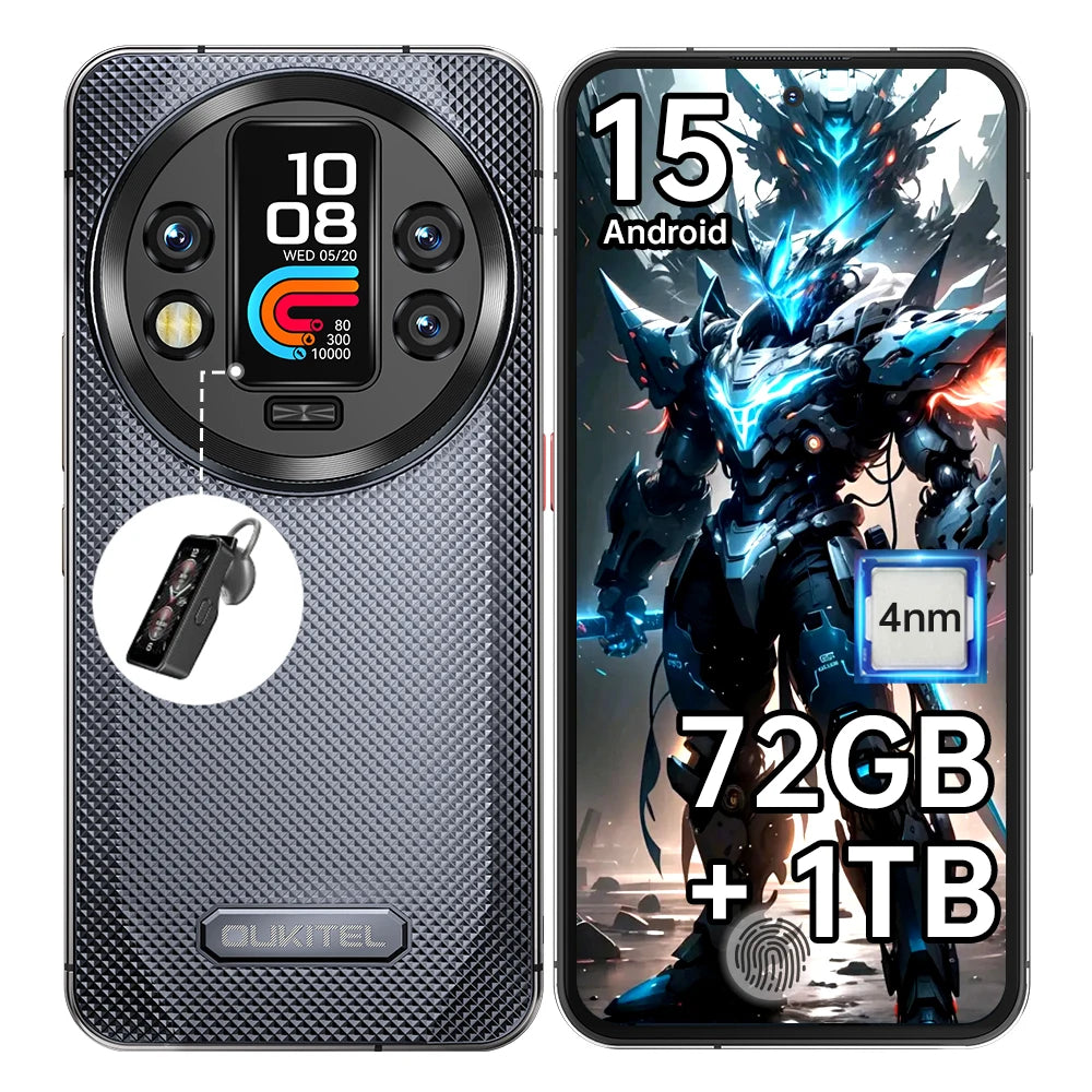 OUKITEL WP200 Pro 5G 72(24+48)GB+1TB Teléfono móvil resistente Android 15 6,7'' 120Hz 108MP+32MP 8800mAh 45W Dual SIM/IA/NFC