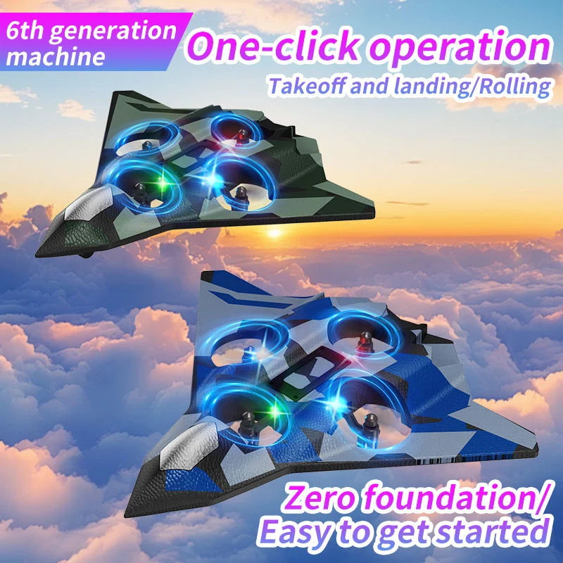 CZ36 2.4G 10CH RC EPP Avión de combate de espuma - 360 grados acrobacias, despegue con una sola tecla, luces LED - El mejor regalo de juguete para niños