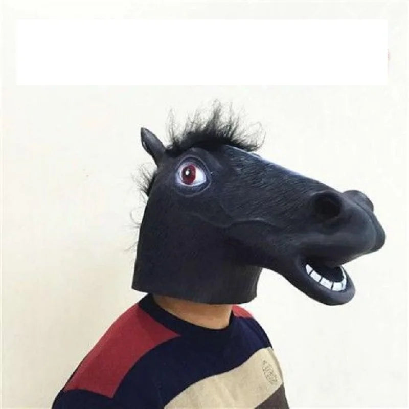 Máscara De caballo blanco para adultos, cabeza De caballo De baile para niña, máscaras De animales De látex, novedad, disfraces De Halloween, tocado, máscara De látex