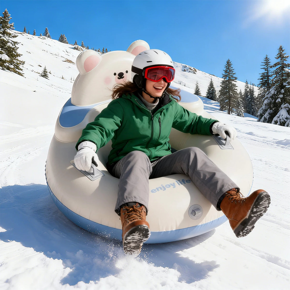 Trineos de fondo duro resistentes y gruesos para nieve con asas, juguetes de invierno para deportes de tubo de nieve para trineo al aire libre, 1 ud.