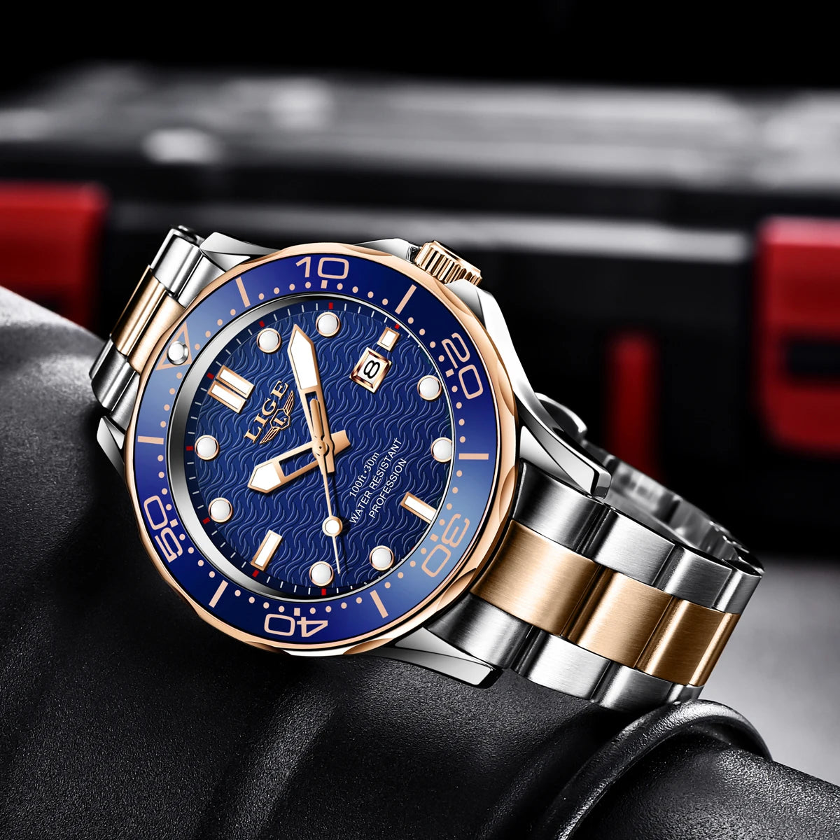 LIGE Luxury Man Wristwatch Waterproof Luminous Date Week Men Clock Stainless Steel Business Men's Watches Quartz Male Reloj