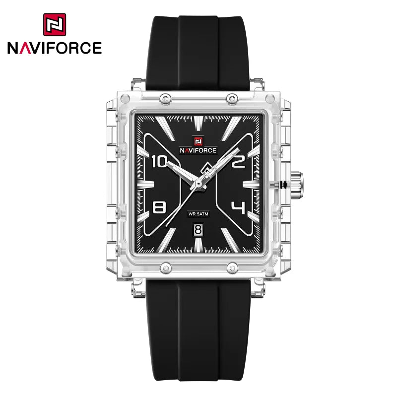 Reloj de cuarzo para hombre NAVIFORCE de alta calidad, resistente al agua 50M, deportivo, con visualización de fecha, correa de silicona y manecillas luminosas, regalo para chico, Reloj Hombre
