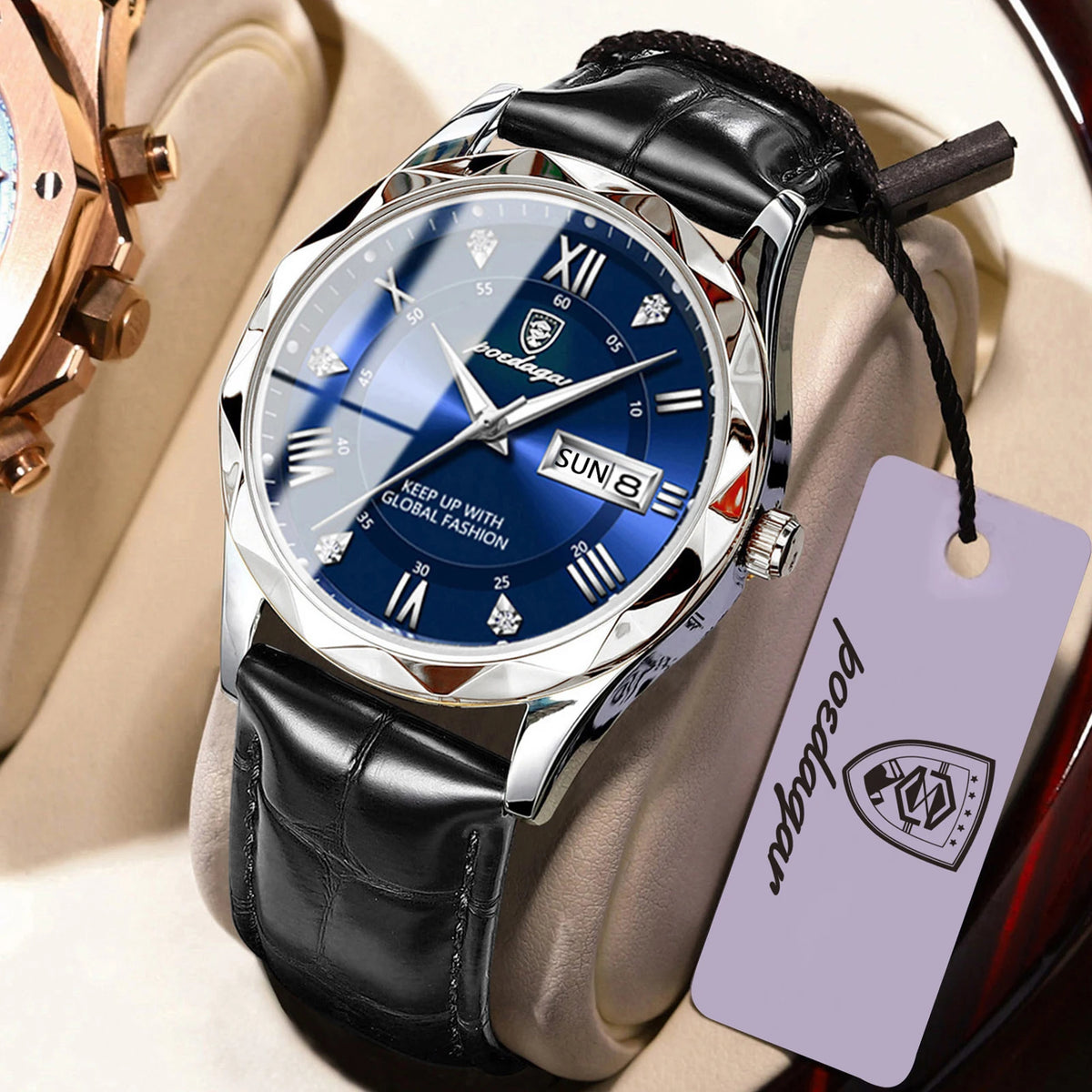 Reloj de pulsera para hombre POEDAGAR, diseño moderno, resistente al agua, luminoso, con calendario semanal, cuarzo, correa de piel, estilo ejecutivo
