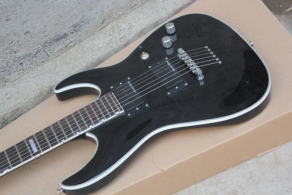 Guitarra Eléctrica de Alta Calidad, Instrumento de Cuerdas de 6 Cuerdas, Guitarra Negra Brillante