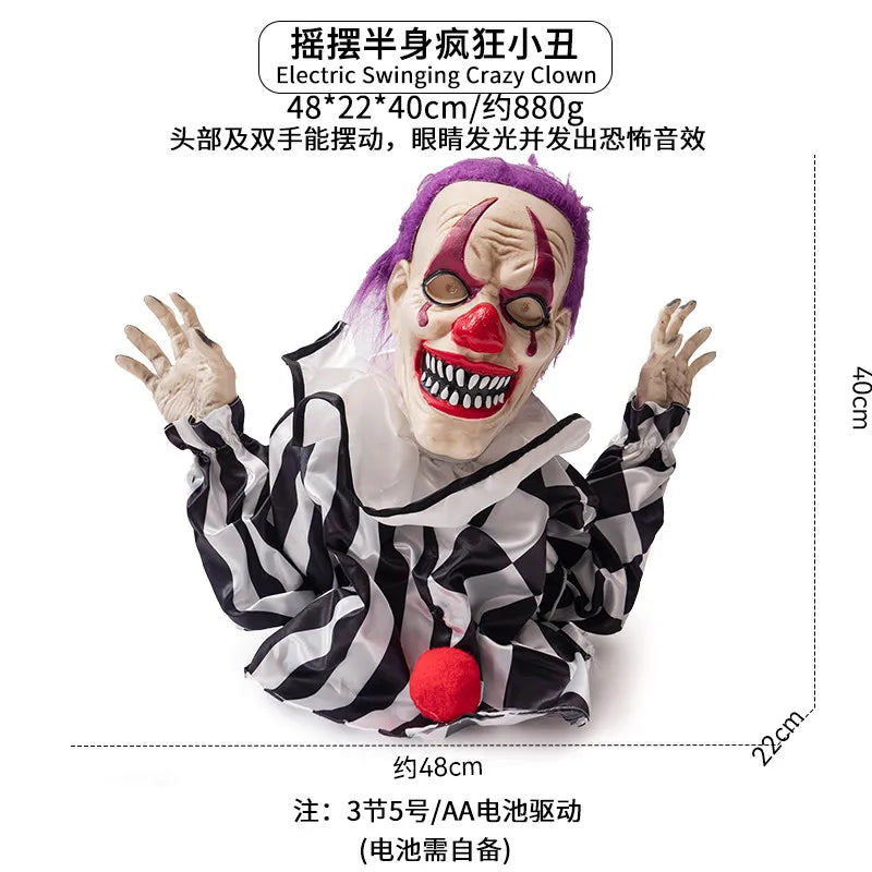 Venta directa de fábrica: esqueleto de payaso oscilante de 20,26 millones, calabaza, hombre fantasma, inducción eléctrica, brillo, sonido, atmósfera de terror de Halloween