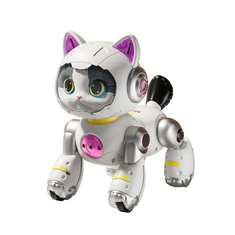 Gato robot inteligente con IA 4drc Y14, programable, con control remoto, detección de gestos, evasión de obstáculos y control por voz, juguete de compañía para