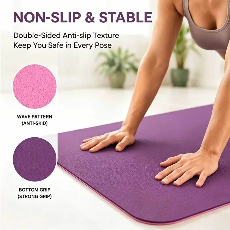 Colchoneta de Yoga Antideslizante para Fitness, Deporte, Pilates y Gimnasia, de TPE de 6MM de Grosor, para Ejercicio en el Suelo
