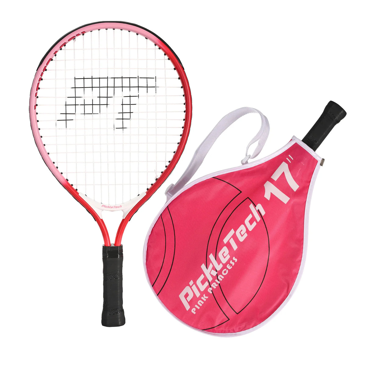 AMASPORT&PickleTech Raqueta de Tenis para Niños de 17 Pulgadas, Raqueta de Tenis de Aluminio con Bolsa para Niños Pequeños, Raquetas para Jugar al Aire Libre/Interior