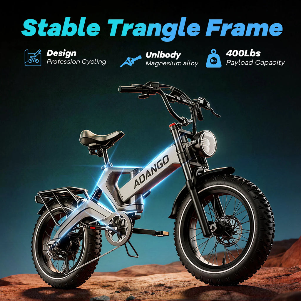 Aoango Foldable Electric Bicycle for Adults 48V35Ah Removable Battery 20inch Fat Tire Ebike for Men And Women All-Terrain